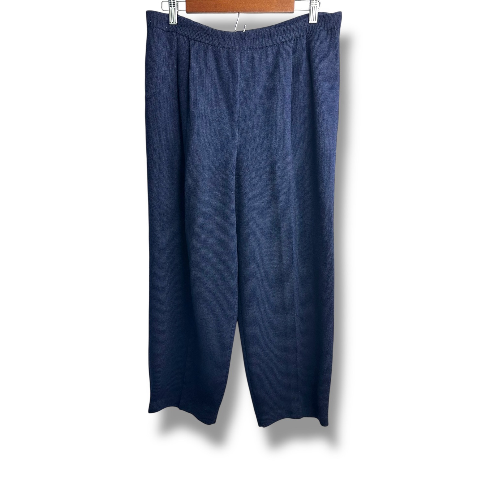 St John Basics Women's Navy Blue Knit Pants Size 14 Made In Usa
